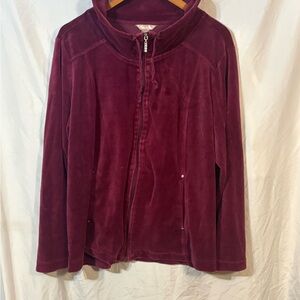 Velvet Zip-Front Jacket in Deep Burgundy